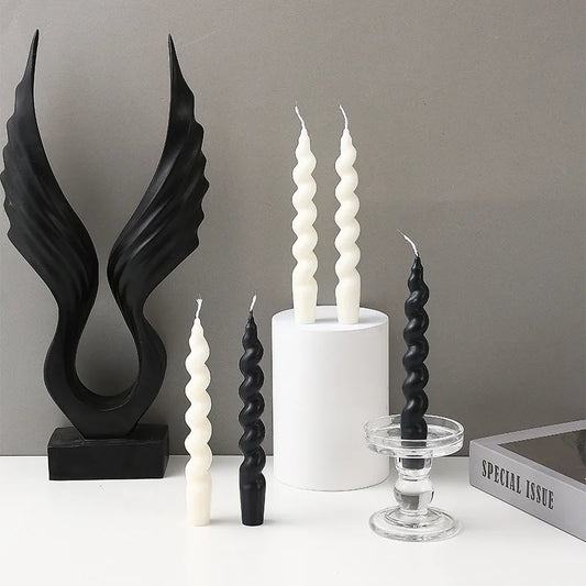 black and white  Spiral Candles