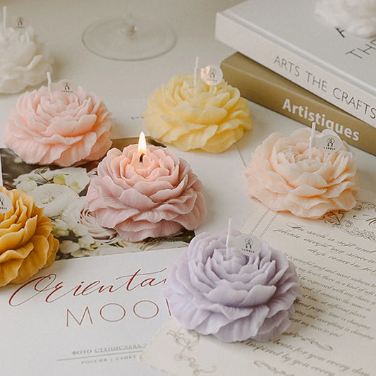 Peony shaped flowers scented candles